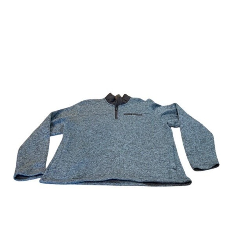 Eddie Bauer Mens Quarter Zip Pullover Sweater Blue Heathered XL EUC